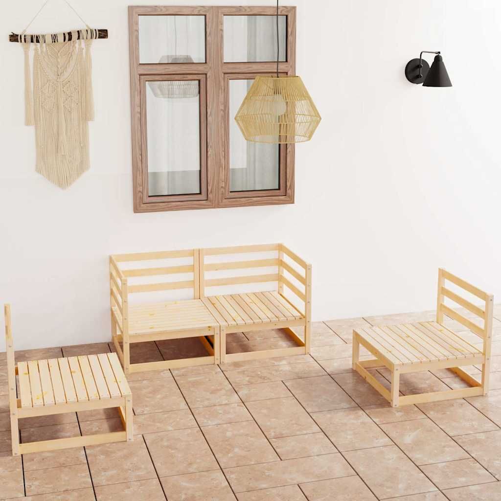 Set Divani da Giardino 4 pz in Legno Massello di Pino vidaXL