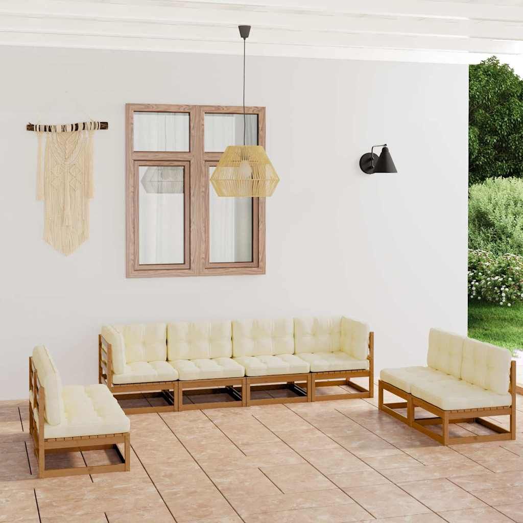 Set Divani da Giardino 8 pz con Cuscini Legno Massello Pino vidaXL