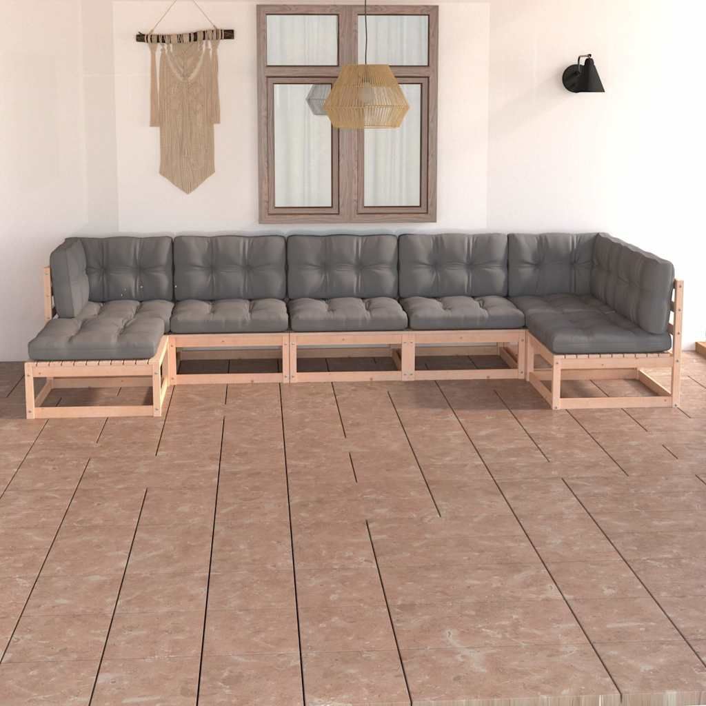 Set Salotto Giardino 7 pz Cuscini Antracite Legno Massello Pino vidaXL