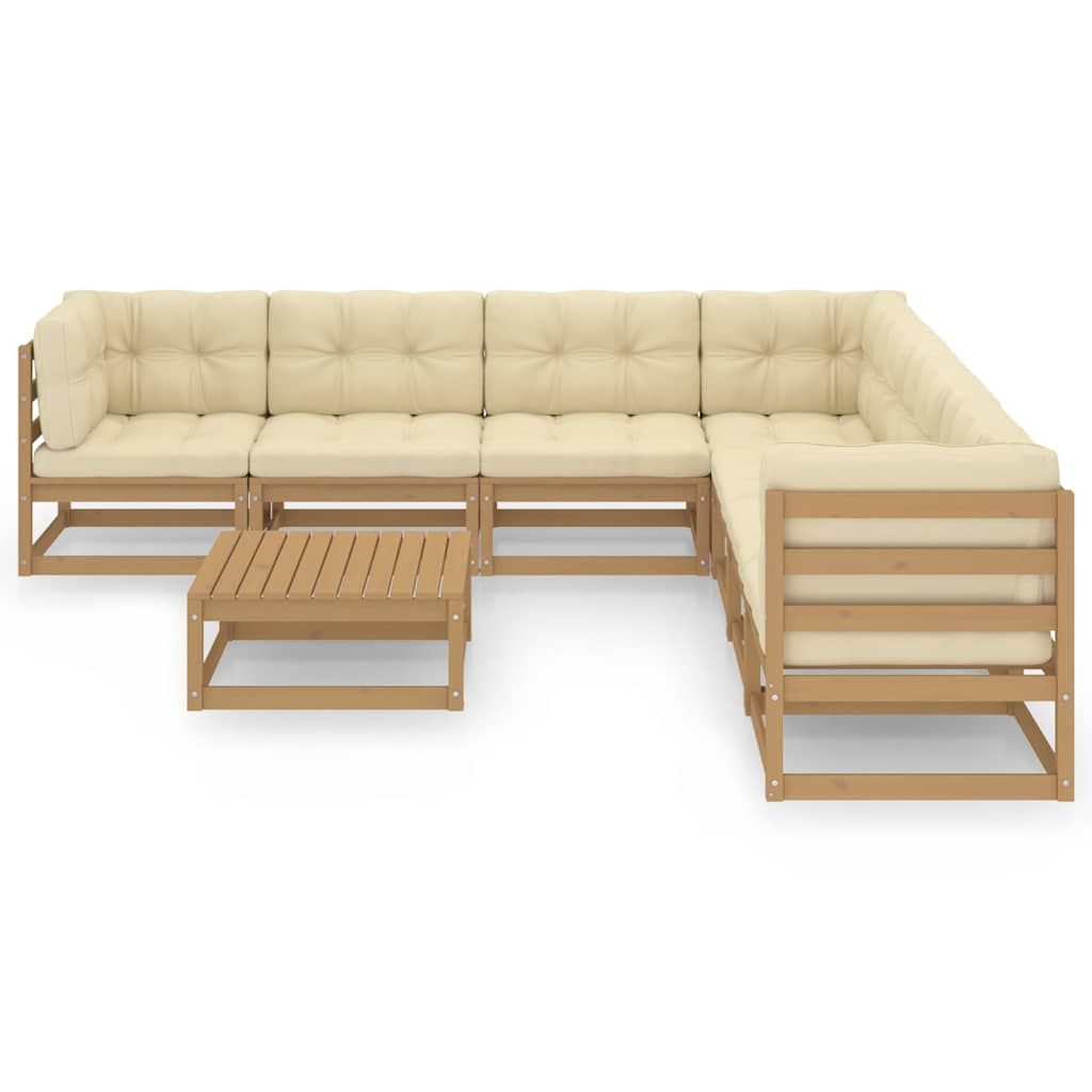 Set Salotto Giardino e Cuscini 8 pz Legno Massello Pino Ambra vidaXL