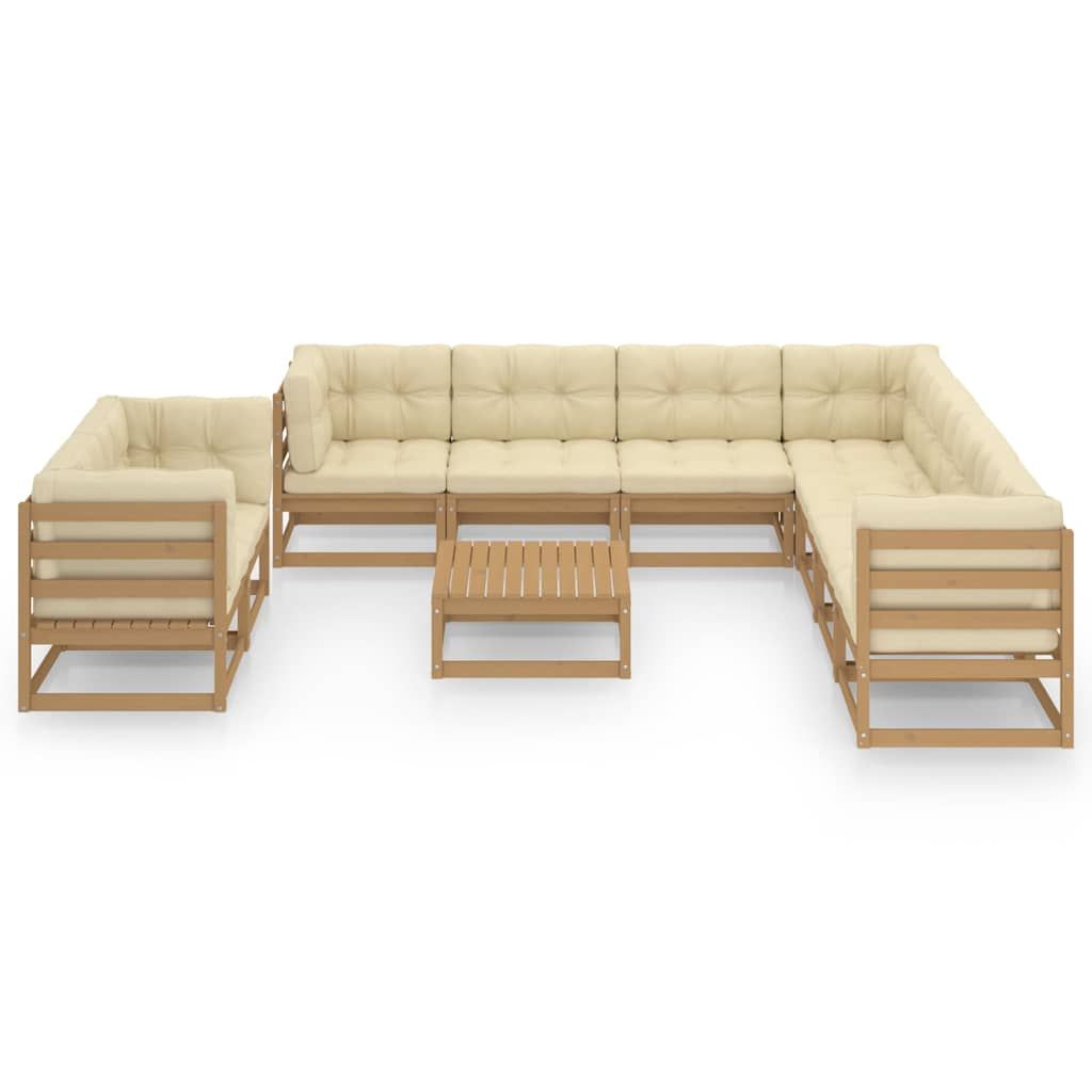 Set Salotto Giardino e Cuscini 10 pz Legno Massello Pino Ambra vidaXL