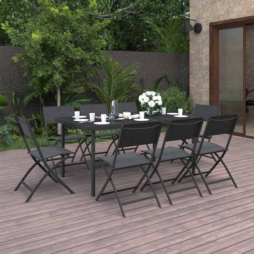 Set da Pranzo per Giardino 9 pz in Acciaio vidaXL