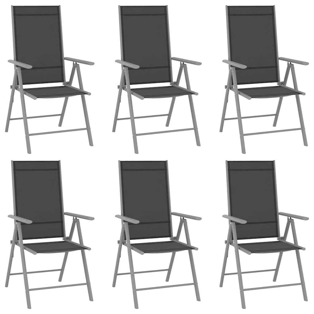 Set Mobili da Pranzo per Giardino 7 pz Alluminio Argento e Nero vidaXL