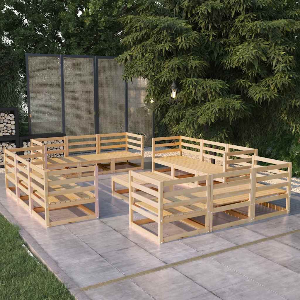 Set Divani da Giardino 13 pz in Legno Massello di Pino vidaXL