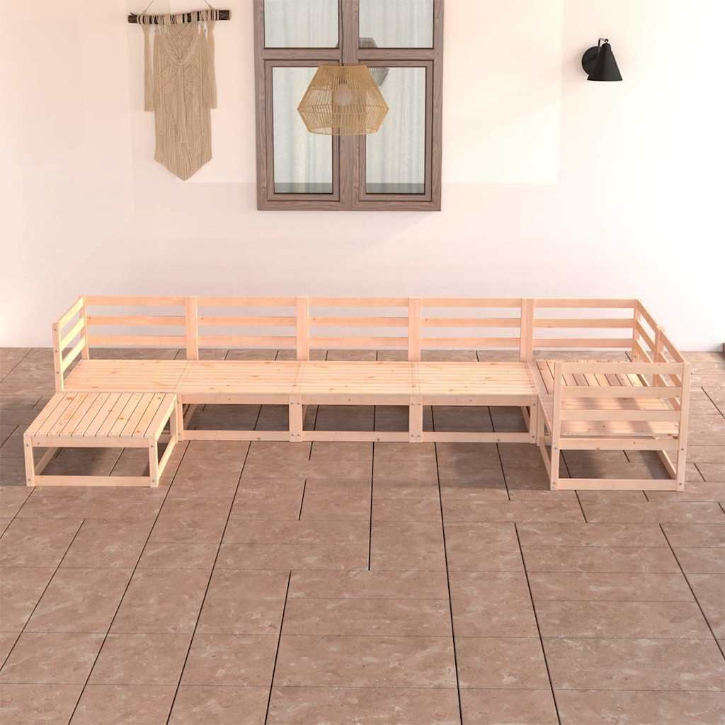 Set Divani da Giardino 7 pz in Legno Massello di Pino vidaXL