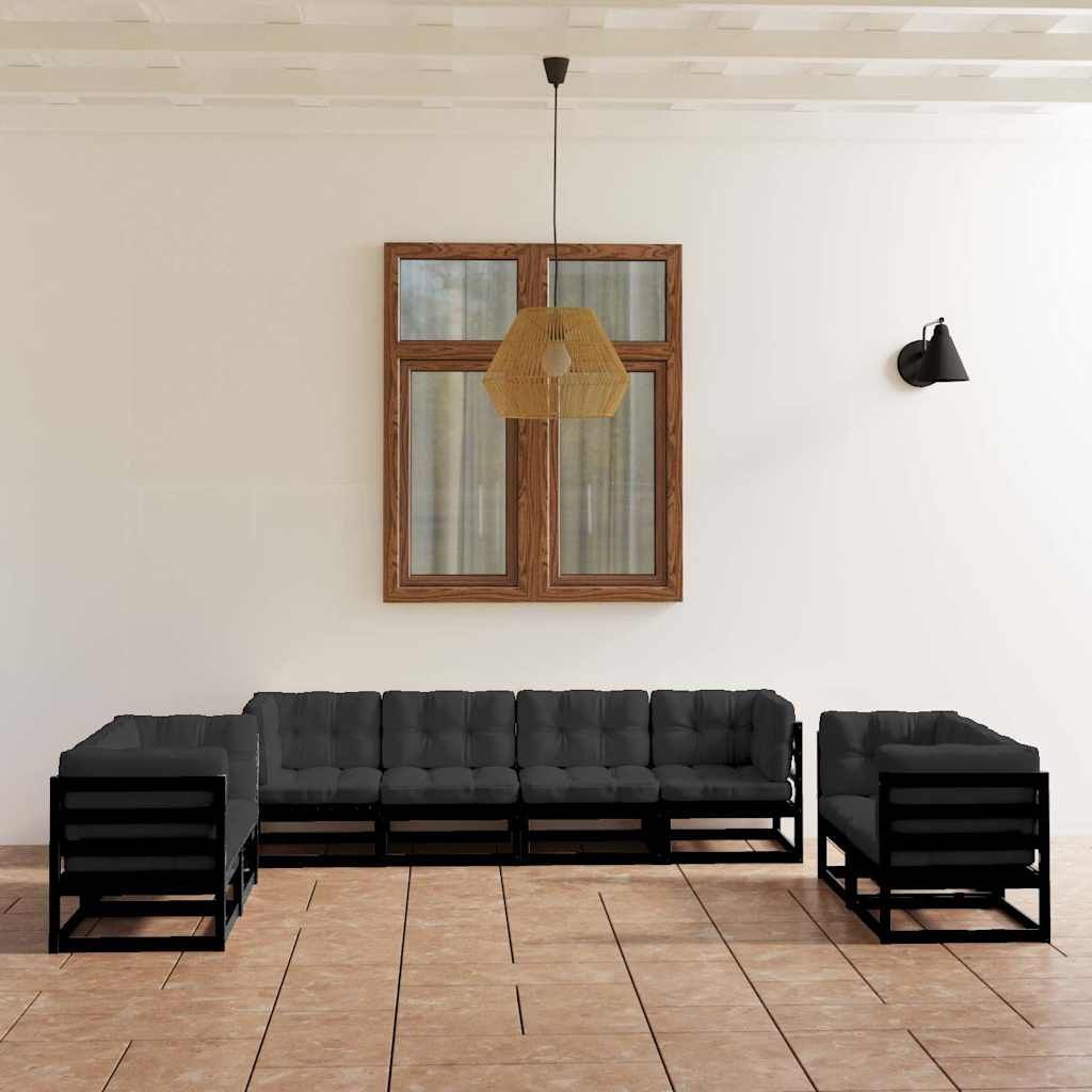 Set Divani da Giardino 8 pz con Cuscini Legno Massello di Pino vidaXL