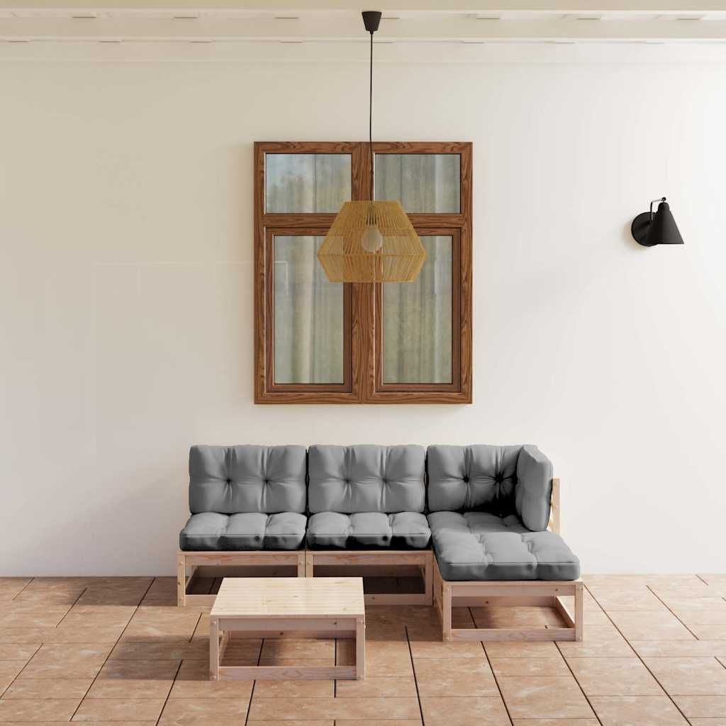 Set Divani da Giardino 5 pz con Cuscini Legno Massello di Pino vidaXL