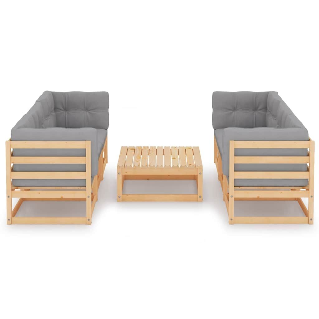 Set Divani da Giardino 7 pz con Cuscini Legno Massello di Pino vidaXL