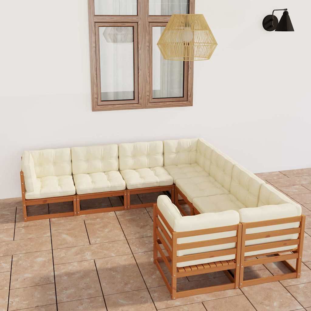 Set Salotto Giardino e Cuscini 8 pz Legno Massello Pino Ambra vidaXL