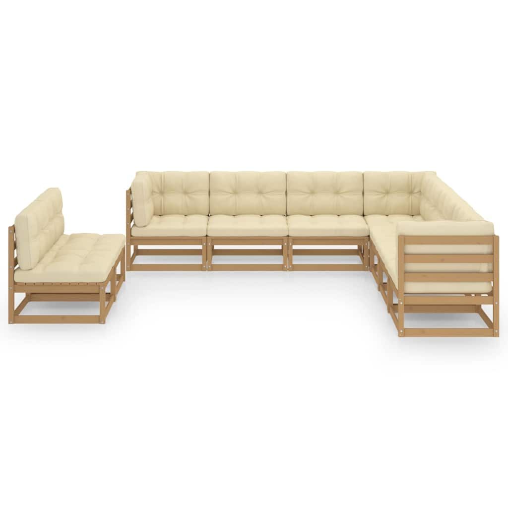 Set Salotto Giardino e Cuscini 9 pz Legno Massello Pino Ambra vidaXL