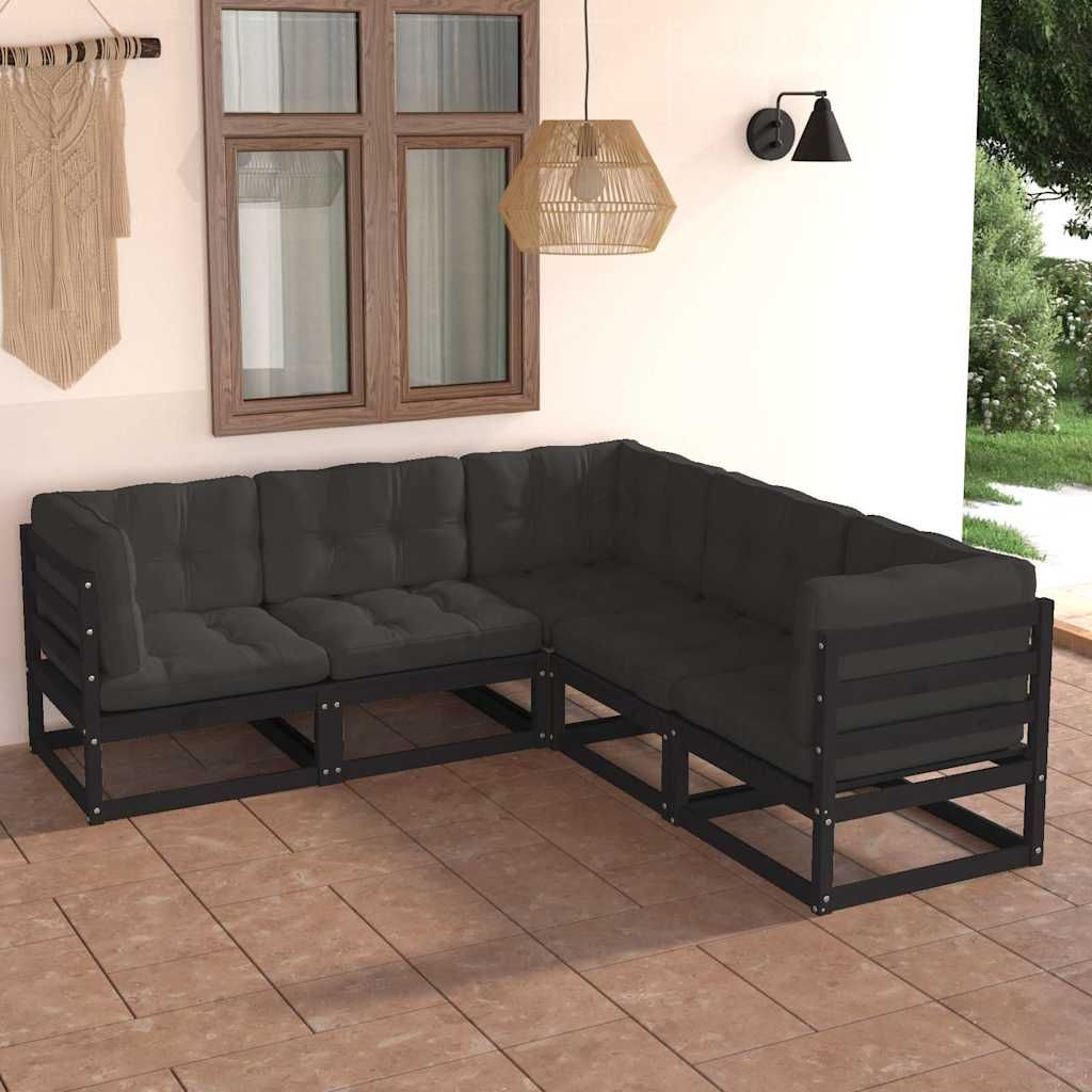 Set Divani Giardino 6 pz con Cuscini in Legno Massello di Pino vidaXL