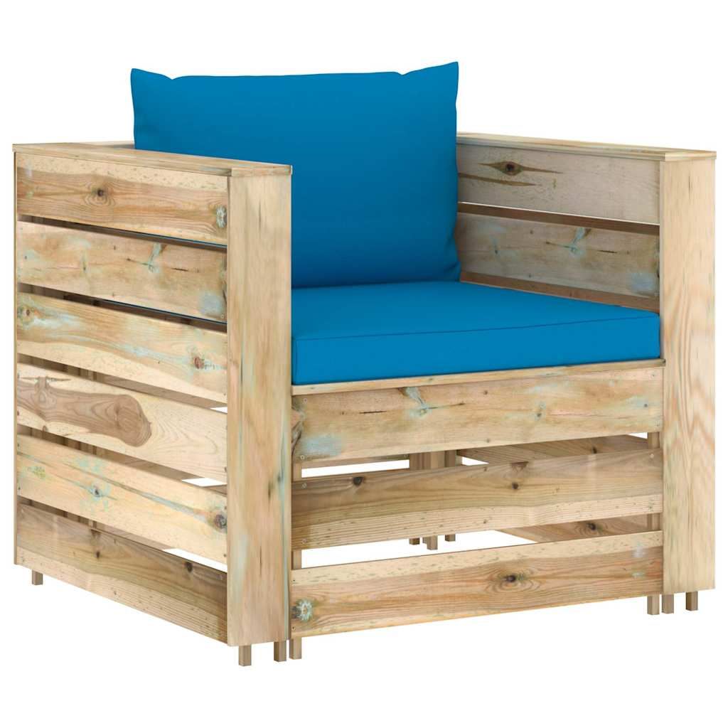 Set Salotto da Giardino 2 pz con Cuscini Legno Impregnato Verde vidaXL