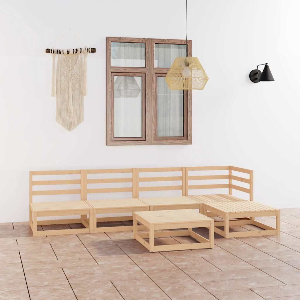 Set Divani da Giardino 6 pz in Legno Massello di Pino vidaXL
