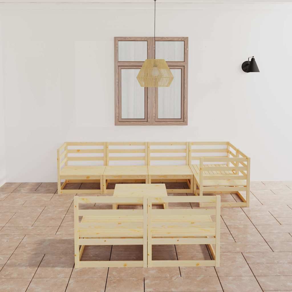 Set Divani da Giardino 8 pz in Legno Massello di Pino vidaXL
