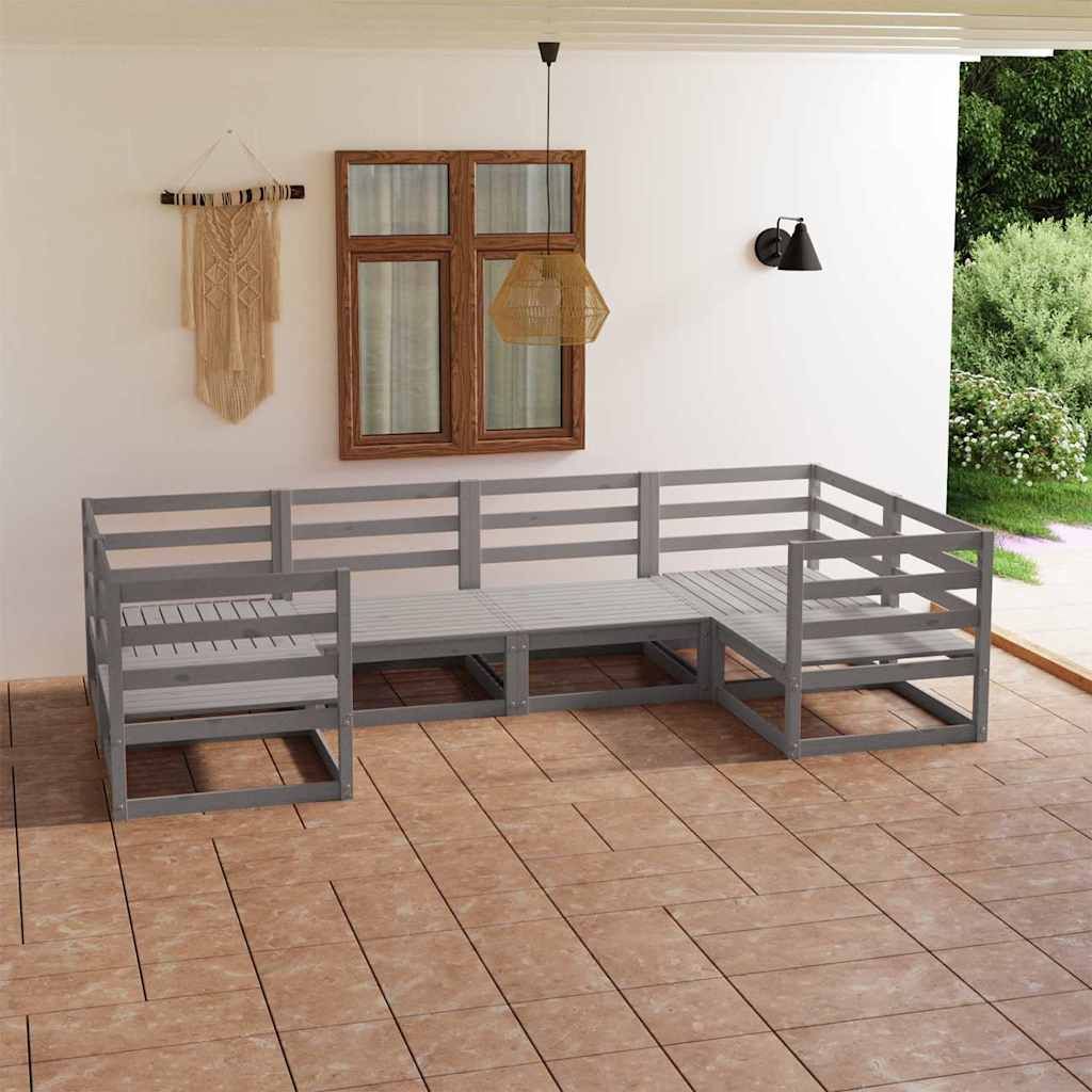 Set Divani da Giardino 6 pz in Legno Massello di Pino vidaXL