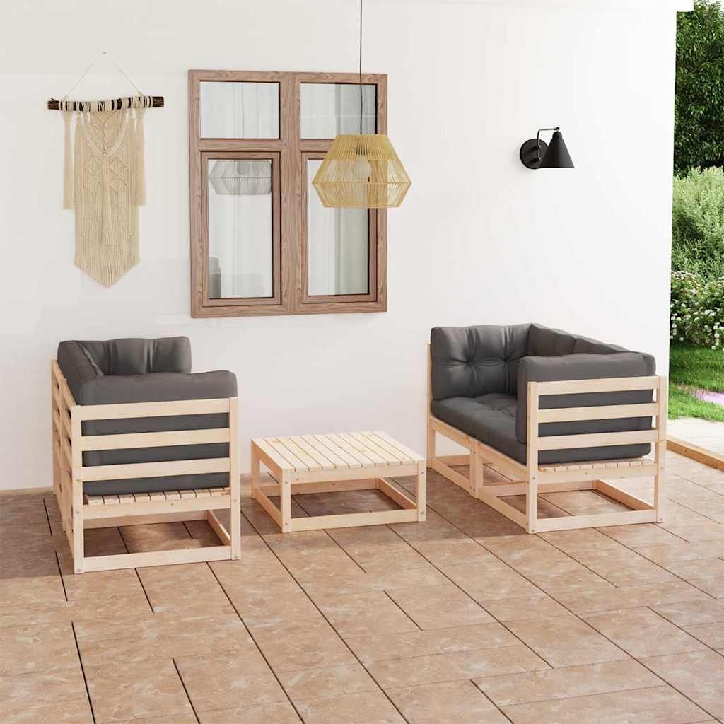 Set Divani da Giardino 5 pz con Cuscini Legno Massello di Pino vidaXL