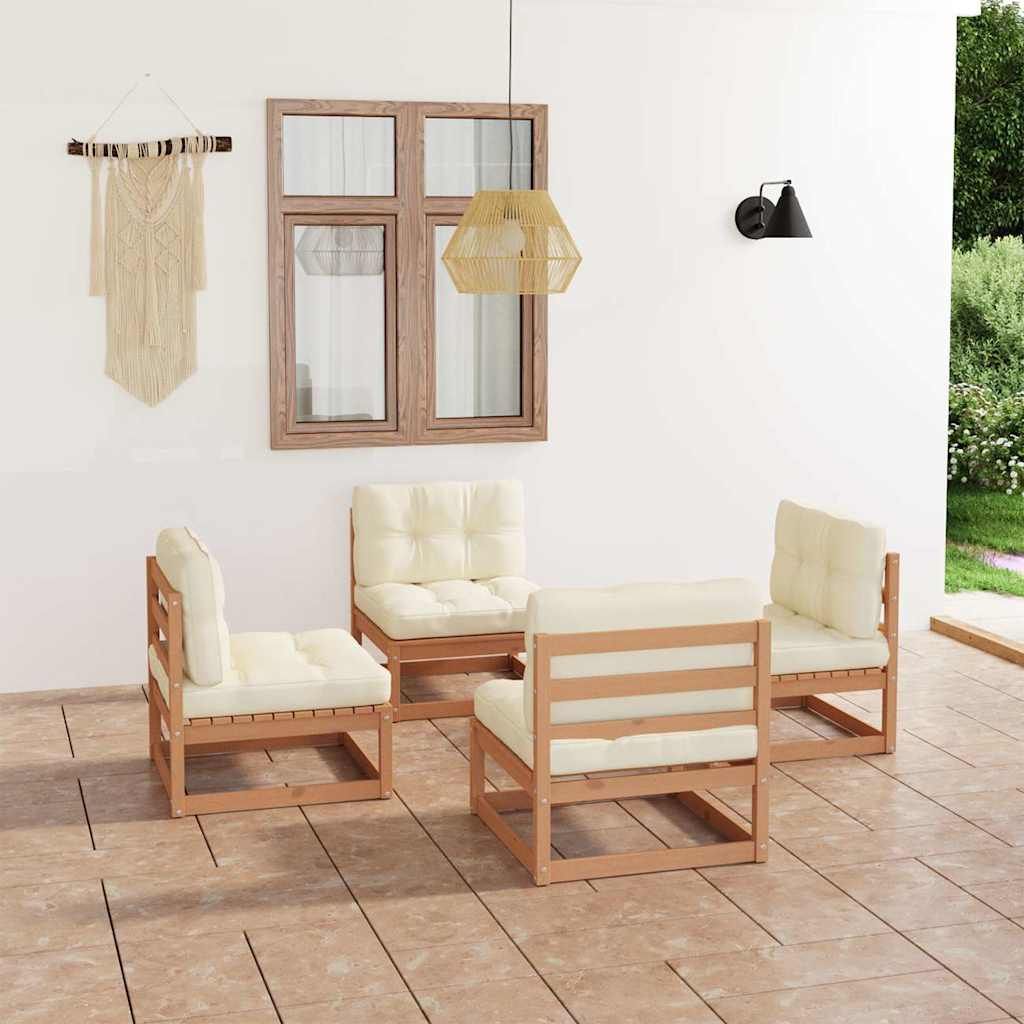 Set Divani da Giardino 4 pz con Cuscini Legno Massello Pino vidaXL