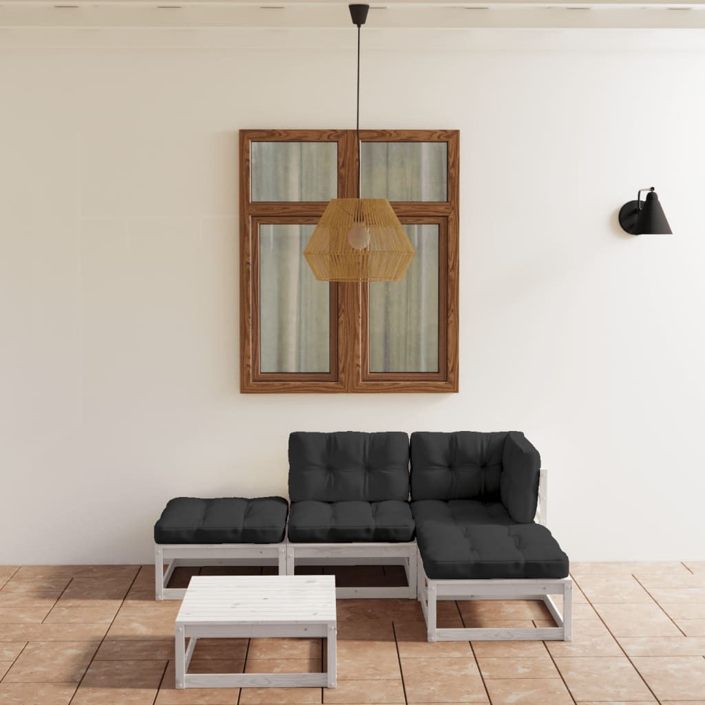 Set Divani da Giardino 5 pz con Cuscini Legno Massello Pino vidaXL