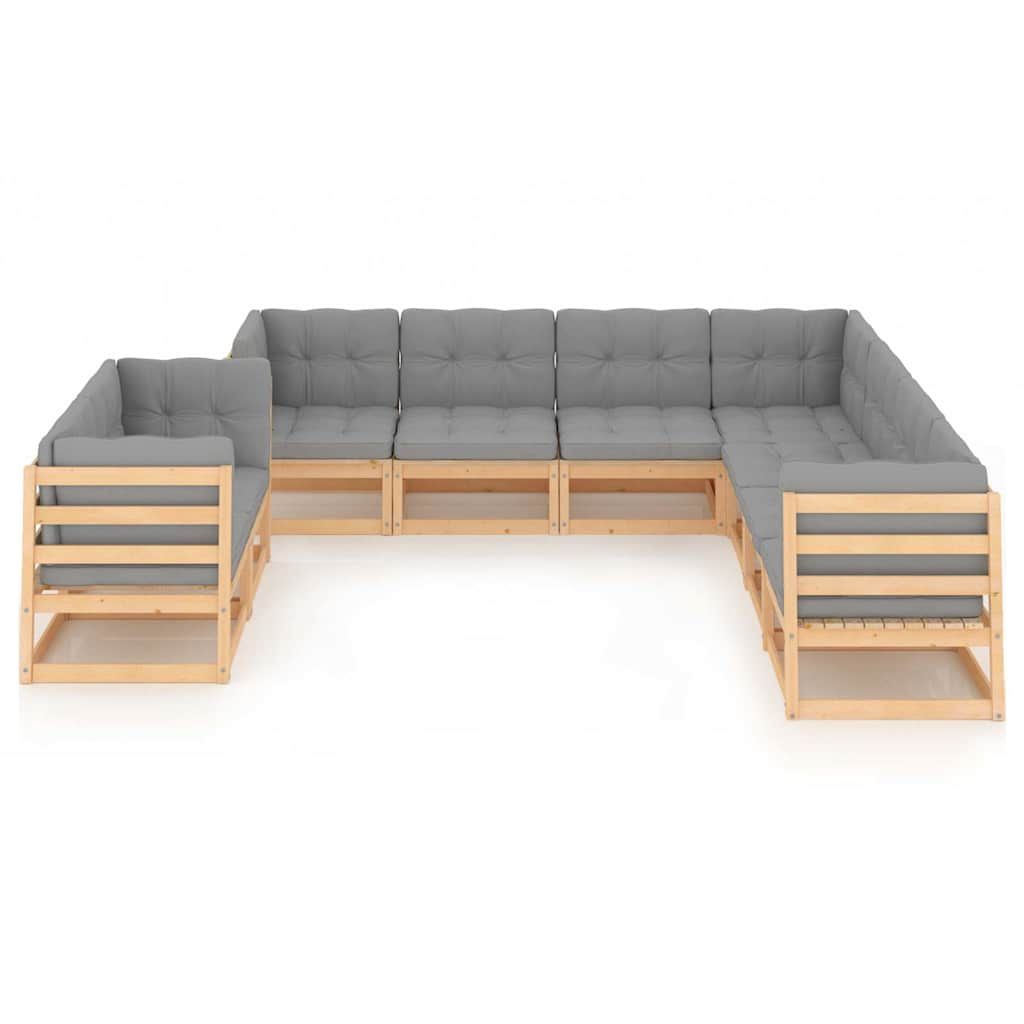 Set Salotto Giardino 9 pz Cuscini Antracite Legno Massello Pino vidaXL