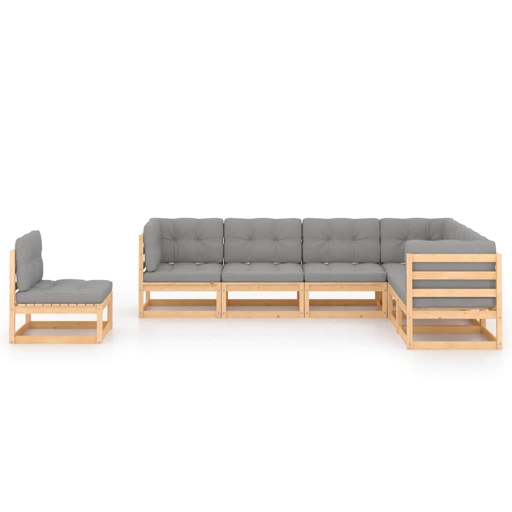 Set Salotto Giardino 7 pz Cuscini Antracite Legno Massello Pino vidaXL