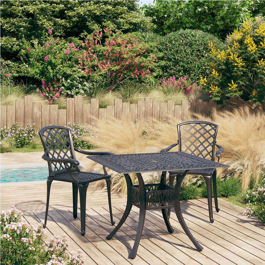 Set da Bistrot 3 pz in Alluminio Pressofuso Nero vidaXL