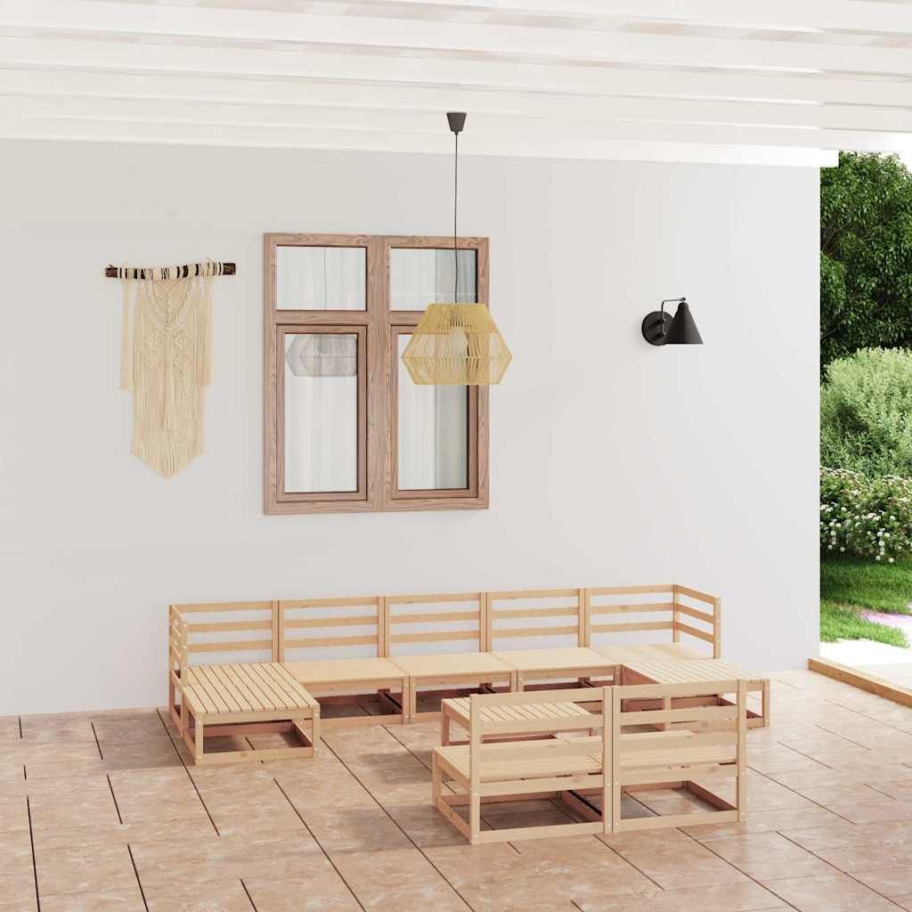 Set Divani da Giardino 10 pz in Legno Massello di Pino vidaXL