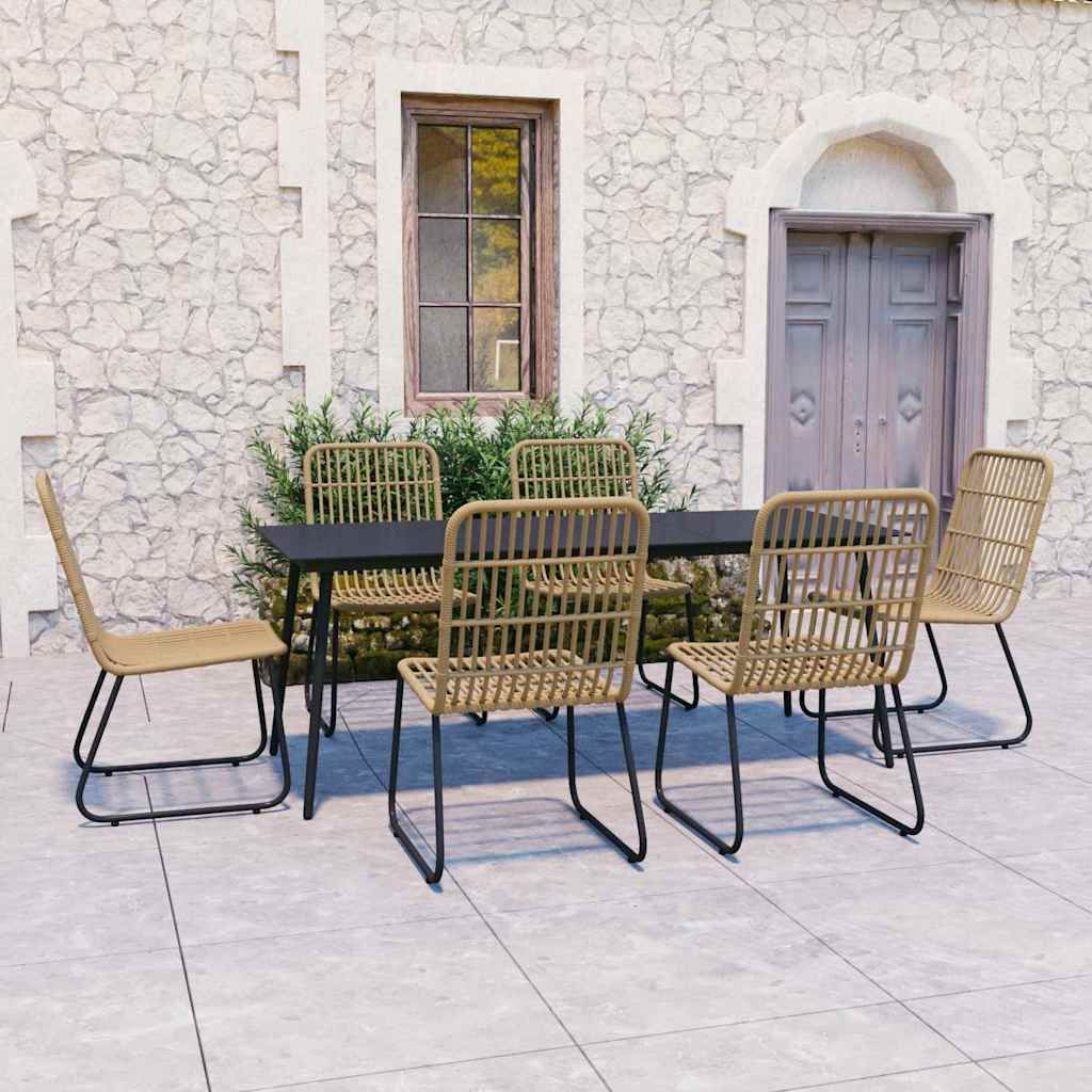Set da Pranzo da Giardino 7 pz in Polyrattan e Vetro vidaXL