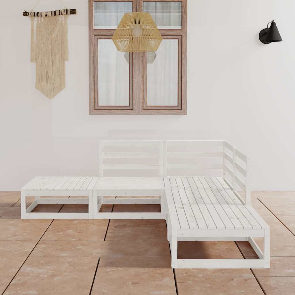 Set Divani da Giardino 5 pz Bianco in Legno Massello di Pino vidaXL
