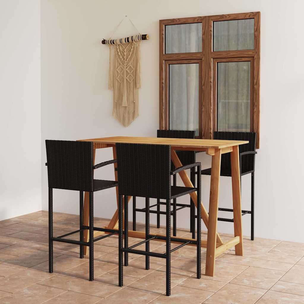 Set Bar da Giardino 5 pz Nero vidaXL