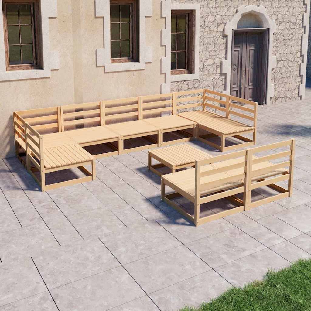 Set Divani da Giardino 10 pz in Legno Massello di Pino vidaXL