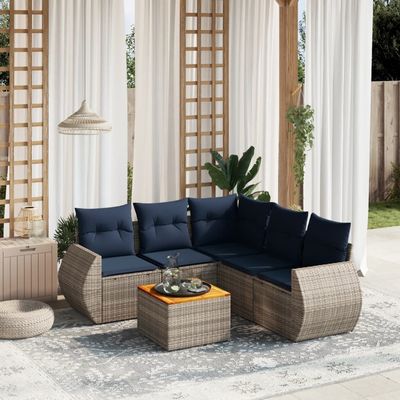 Set Divani da Giardino 6 pz con Cuscini Grigio in Polyrattan vidaXL Set Divani da Giardino 6 pz con Cuscini Grigio in Polyrattan vidaXL