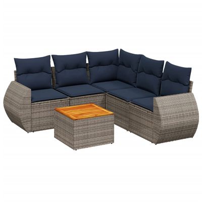 Set Divani da Giardino 6 pz con Cuscini Grigio in Polyrattan vidaXL