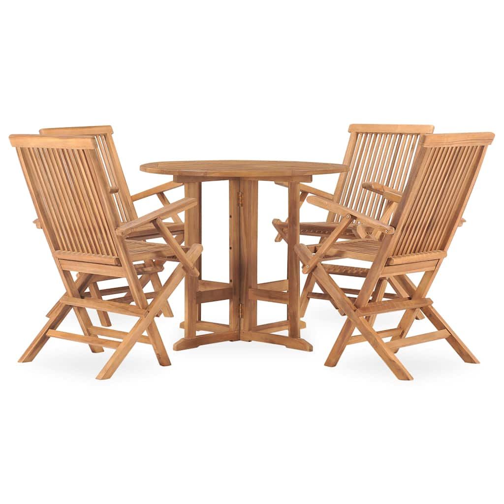Set da Pranzo da Giardino 5 pz Pieghevole in Massello di Teak vidaXL
