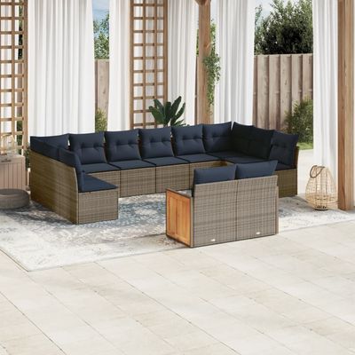 Set Divani da Giardino 12 pz con Cuscini Grigio in Polyrattan vidaXL Set Divani da Giardino 12 pz con Cuscini Grigio in Polyrattan vidaXL
