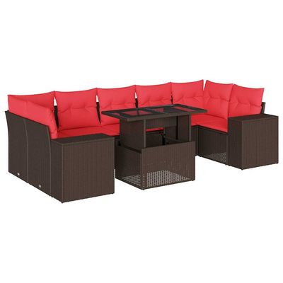 Set Divani da Giardino 8 pz con Cuscini Marrone in Polyrattan vidaXL
