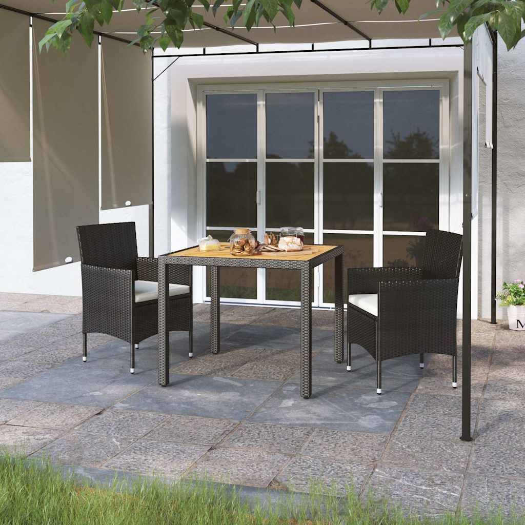 Set Mobili da Pranzo Giardino 3pz Polyrattan e Massello Acacia vidaXL