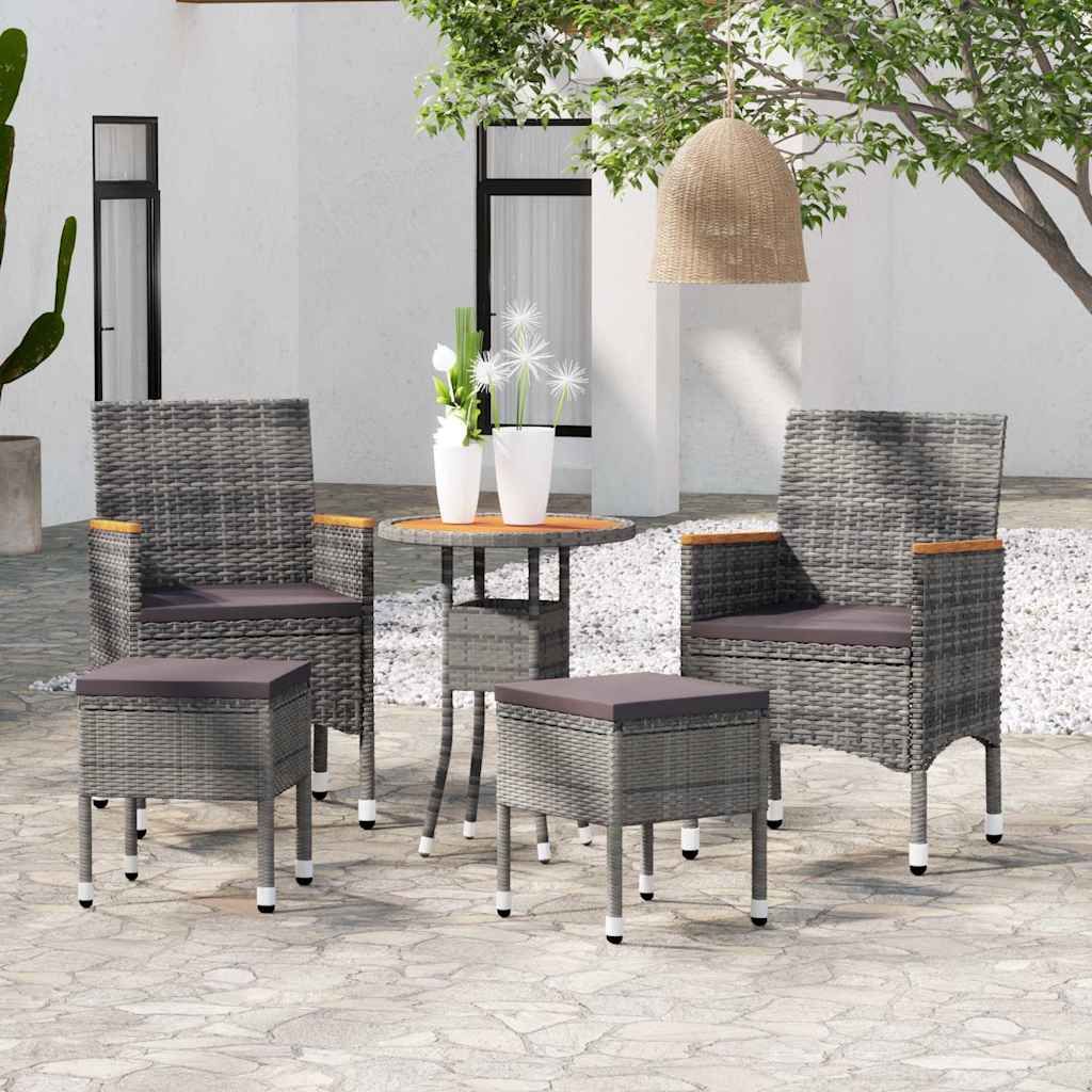 Set Divani da Giardino 5 pz in Polyrattan Grigio vidaXL