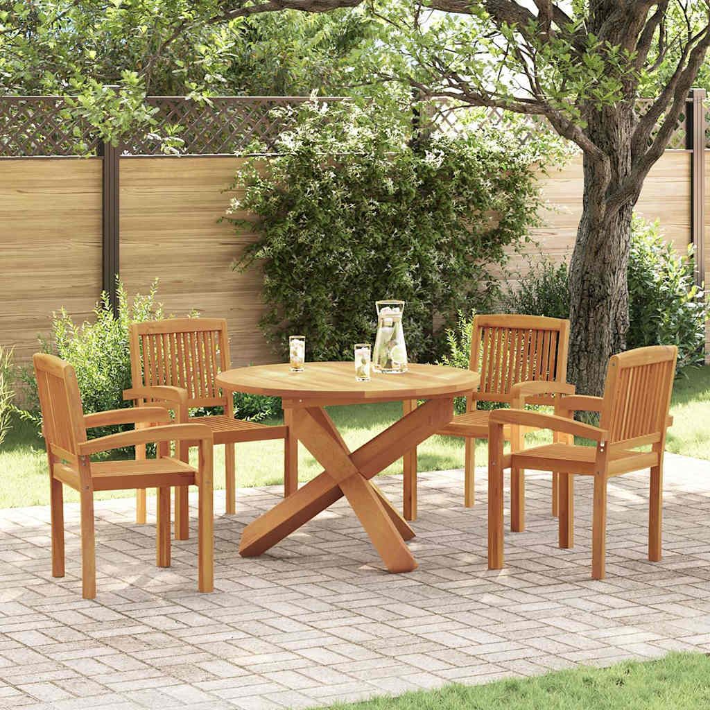 Set da Pranzo per Giardino 5 pz in Legno Massello di Teak vidaXL