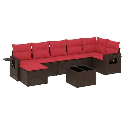Set Divani da Giardino 8 pz con Cuscini Marrone in Polyrattan vidaXL