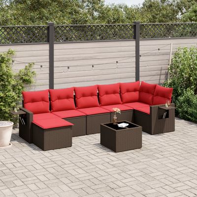 Set Divani da Giardino 8 pz con Cuscini Marrone in Polyrattan vidaXL