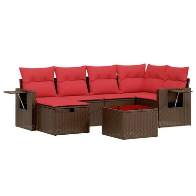 Set Divani da Giardino 7 pz con Cuscini Marrone in Polyrattan vidaXL