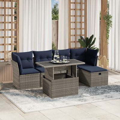 Set Divani da Giardino 6 pz con Cuscini Grigio in Polyrattan vidaXL