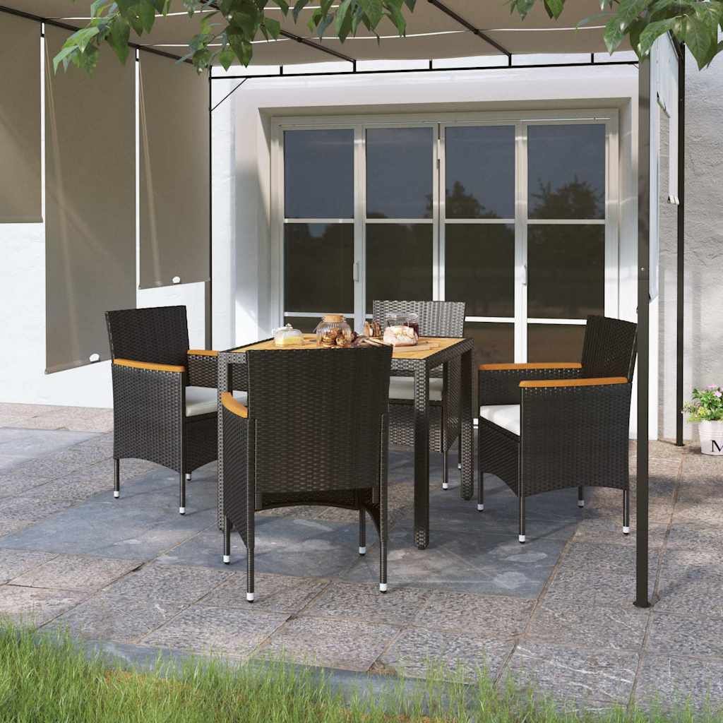 Set Mobili da Pranzo Giardino 5pz Polyrattan e Massello Acacia vidaXL