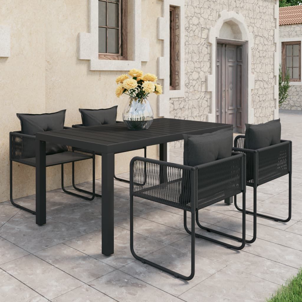 Set da Pranzo da Giardino 5 pz in Rattan PVC Nero vidaXL
