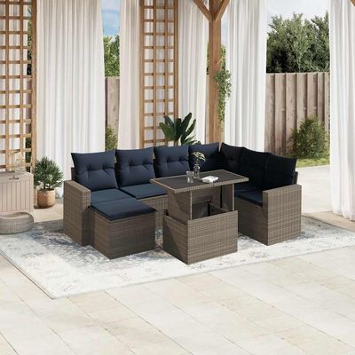 Set Divani da Giardino 8 pz con Cuscini Grigio in Polyrattan vidaXL