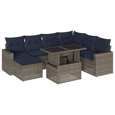 Set Divani da Giardino 8 pz con Cuscini Grigio in Polyrattan vidaXL