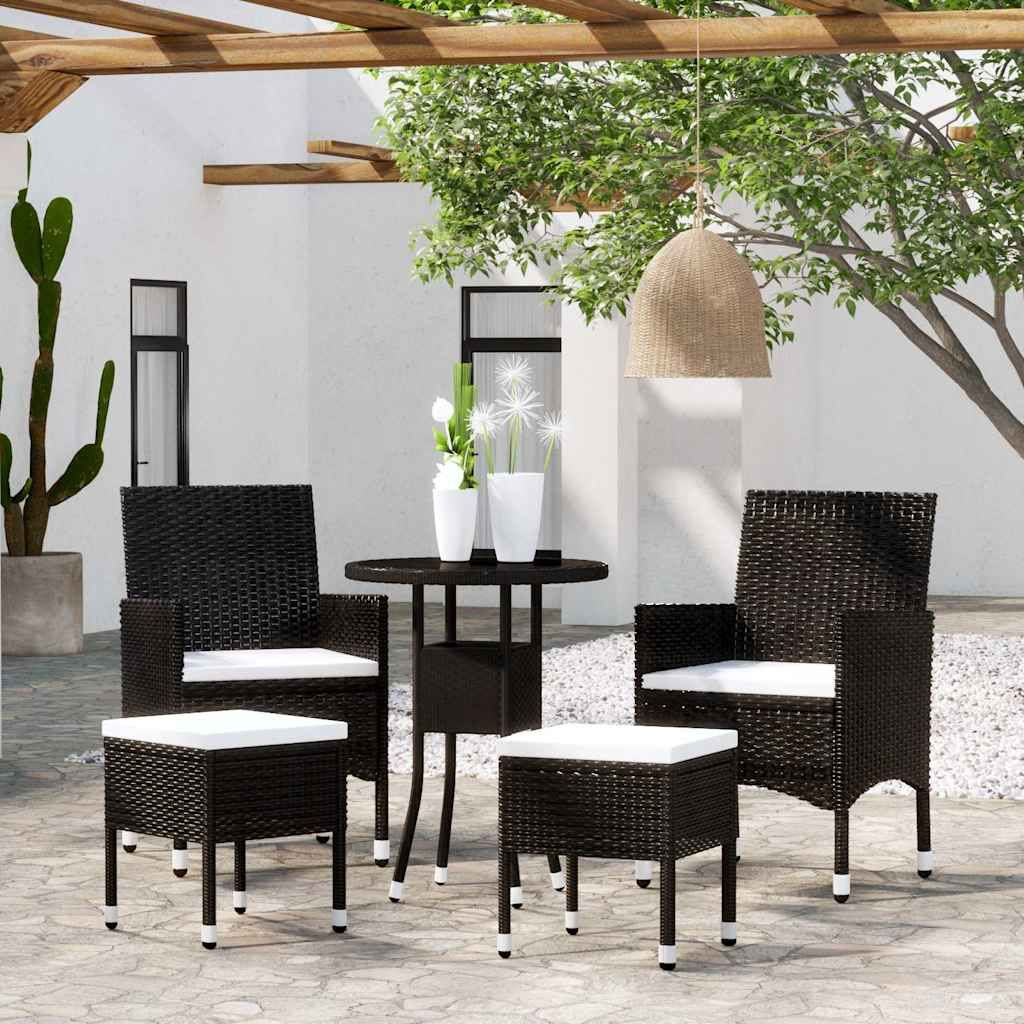 Set Divani da Giardino 5 pz in Polyrattan Nero vidaXL