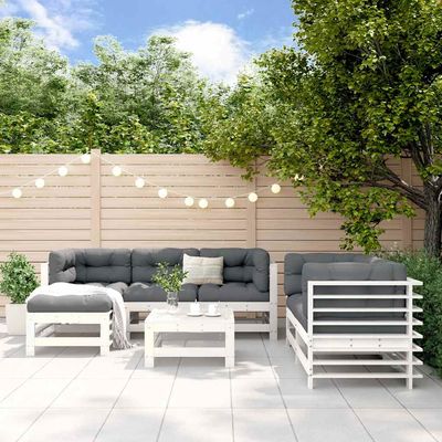 Set Salotto da Giardino 7 pz Bianco in Legno Massello di Pino vidaXL