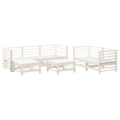 Set Salotto da Giardino 7 pz Bianco in Legno Massello di Pino vidaXL