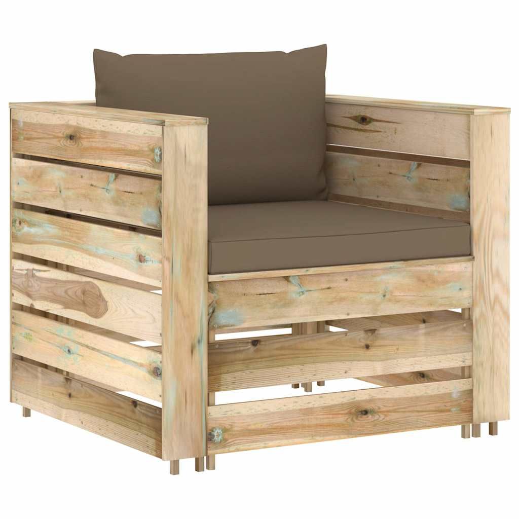 Set Divani da Giardino con Cuscini 2 pz Legno Impregnato Verde vidaXL